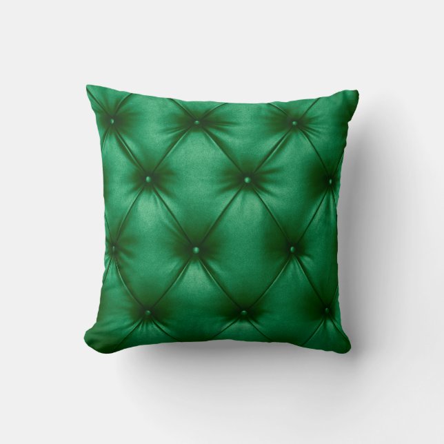 Close up background texture of dark green capitone cushion (Front)