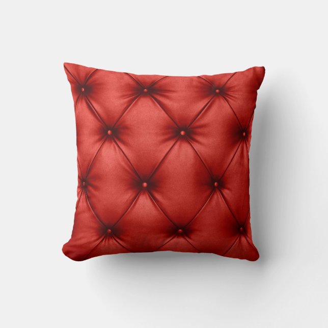 Close up background texture of scarlet red capiton cushion (Front)