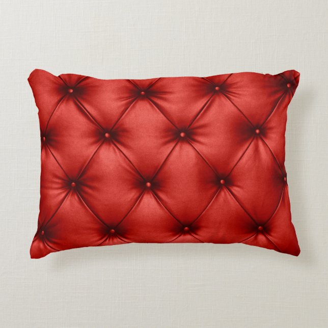 Close up background texture of scarlet red capiton decorative cushion (Front)