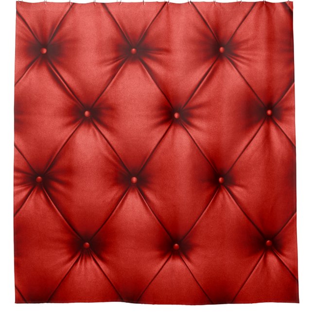 Close up background texture of scarlet red capiton shower curtain (Front)