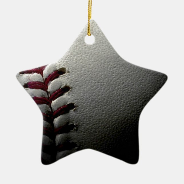 Close-up Baseball Ceramic Tree Decoration (Front)