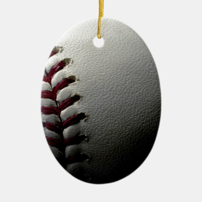 Close-up Baseball Ceramic Tree Decoration (Front)