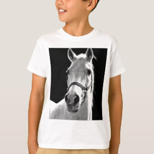 Close-up Black White Horse in Night T-Shirt