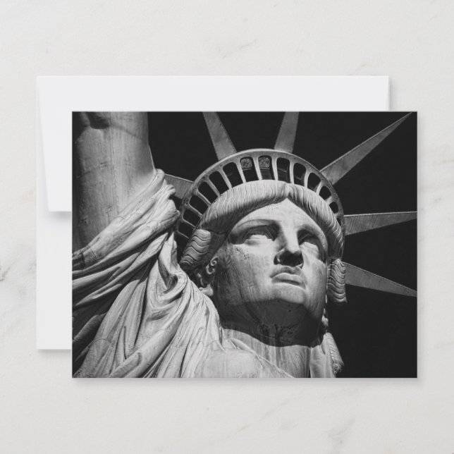 Close-up Black White Statue of Liberty New York Holiday Card (Front)