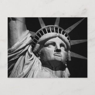 Close-up Black White Statue of Liberty New York Holiday Postcard