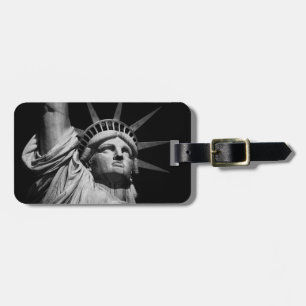 Close-up Black White Statue of Liberty New York Luggage Tag