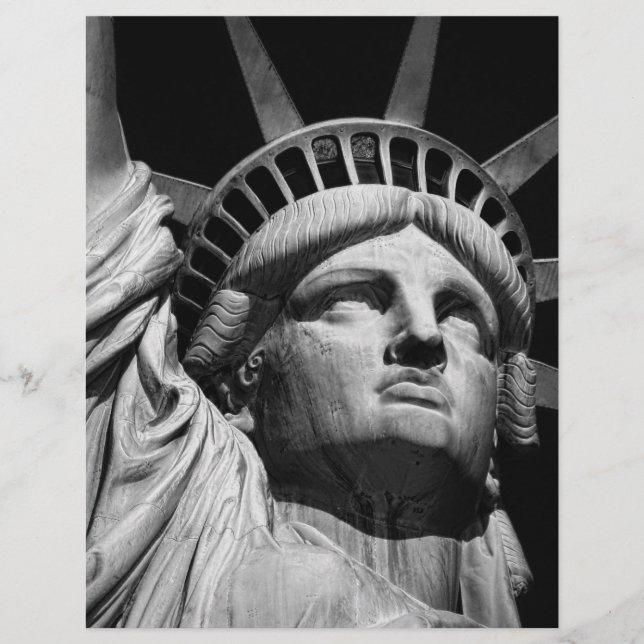 Close-up Black White Statue of Liberty New York Personalised Letterhead (Front)
