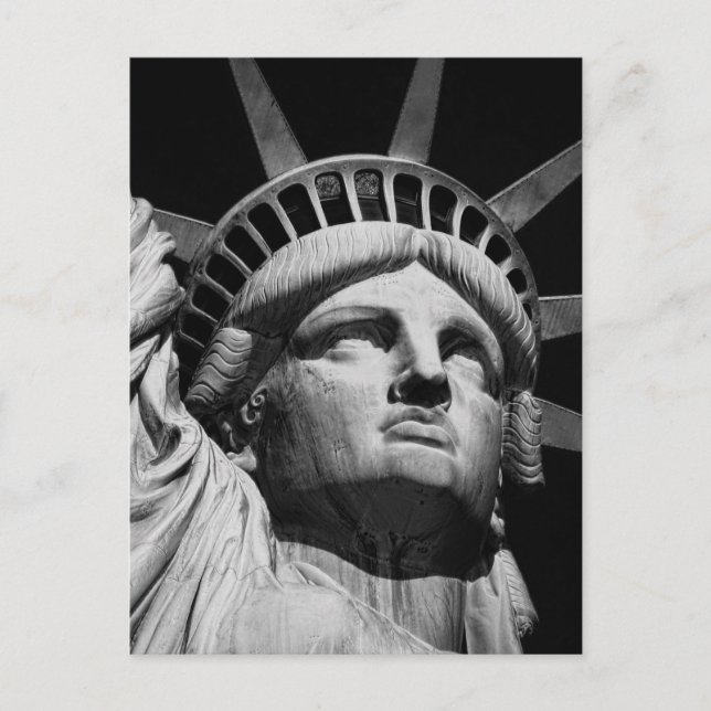 Close-up Black White Statue of Liberty New York Postcard (Front)