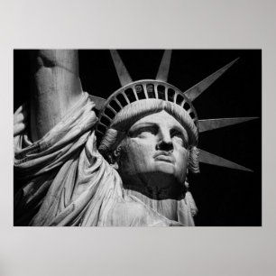 Close-up Black & White Statue of Liberty New York Poster