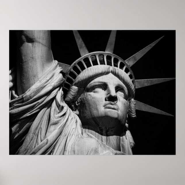 Close-up Black & White Statue of Liberty New York Poster (Front)