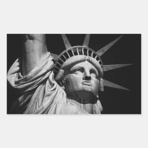 Close-up Black White Statue of Liberty New York Rectangular Sticker