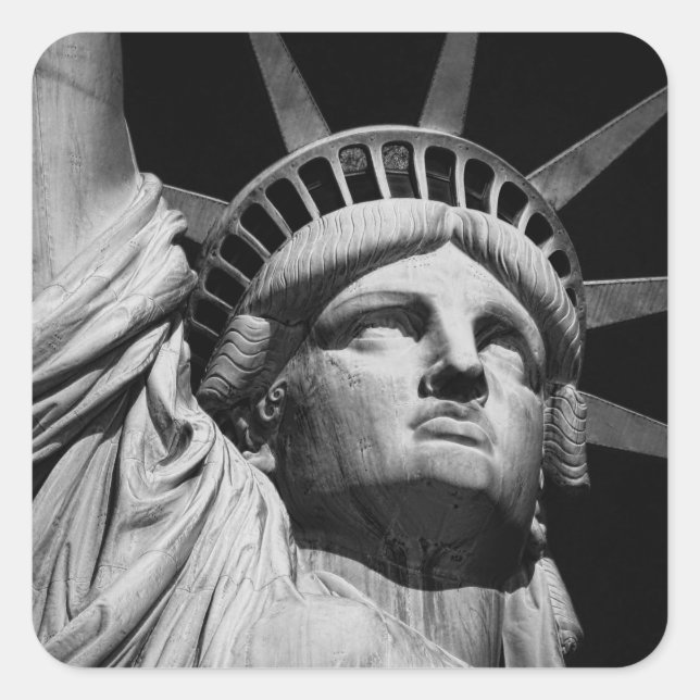 Close-up Black White Statue of Liberty New York Square Sticker (Front)
