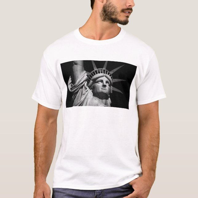 Close-up Black White Statue of Liberty New York T-Shirt (Front)