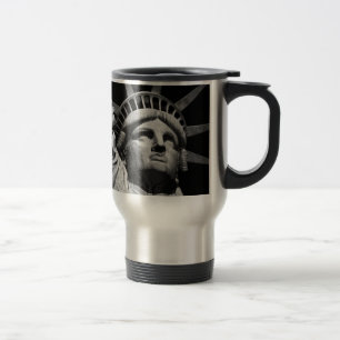 Close-up Black White Statue of Liberty New York Travel Mug