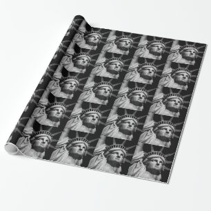 Close-up Black White Statue of Liberty New York Wrapping Paper
