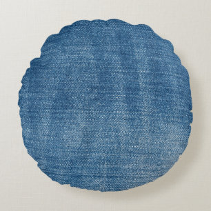 Close-up blue denim jeans texture round cushion