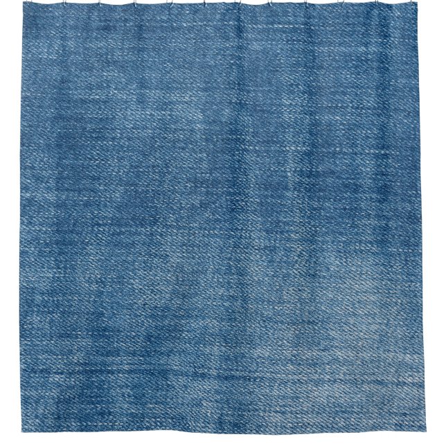 Close-up blue denim jeans texture shower curtain (Front)