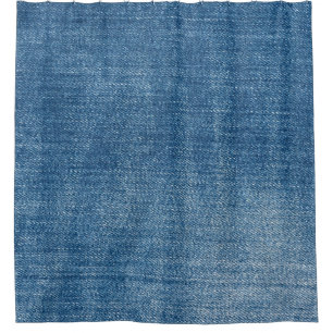 Close-up blue denim jeans texture shower curtain
