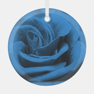 Close-up blue red rose, macro beauty. glass tree decoration