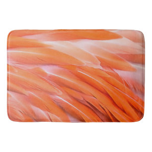 Close Up Coral and Pink Artistic Flamingo Feathers Bath Mat