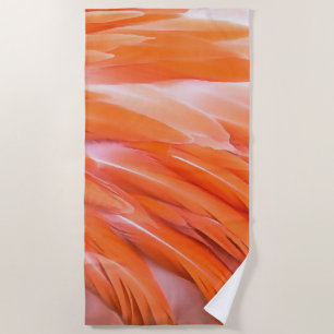 Close Up Coral and Pink Artistic Flamingo Feathers Beach Towel
