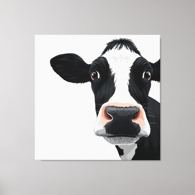 Close-Up Cow Curiosity Canvas Print (Front)
