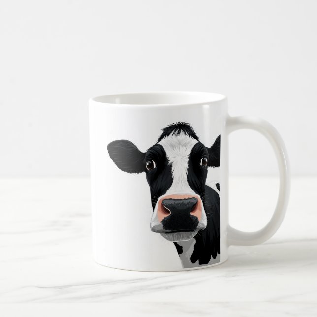 Close-Up Cow Curiosity Coffee Mug (Right)
