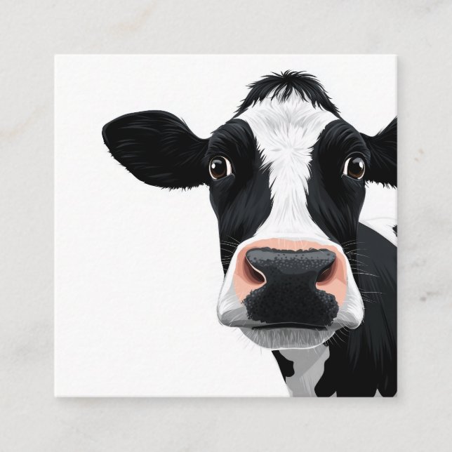 Close-Up Cow Curiosity Square Business Card (Front)