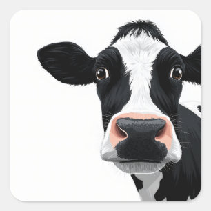Close-Up Cow Curiosity Square Sticker
