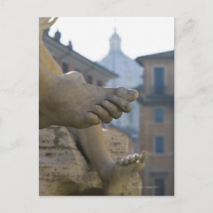 close-up detail of scuptured feet on the Fontana Postcard