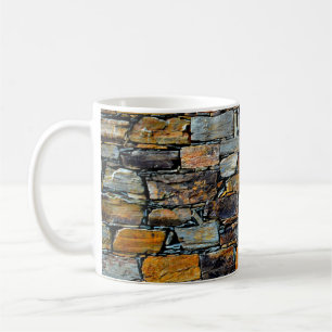Close-up detail view of an old traditional stone w coffee mug