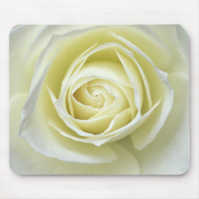 Close up details of white rose mouse mat (Front)