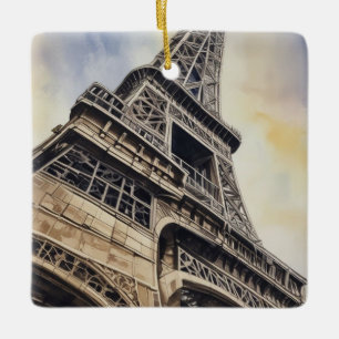 Close-up Eiffel Tower Paris Love City Travel Ceramic Ornament