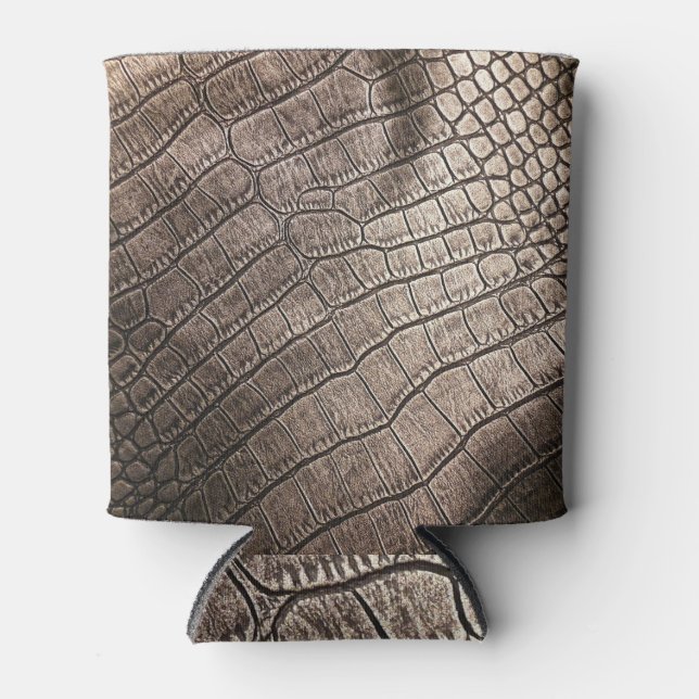 Close-Up Elegant Leather: Textured Pattern Can Cooler (Front)