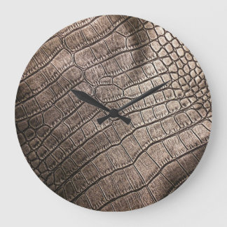 Close-Up Elegant Leather: Textured Pattern Large Clock