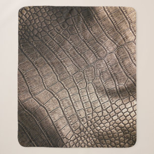 Close-Up Elegant Leather: Textured Pattern Sherpa Blanket