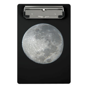 Close-Up Full Moon in the Night Sky. Photography Mini Clipboard