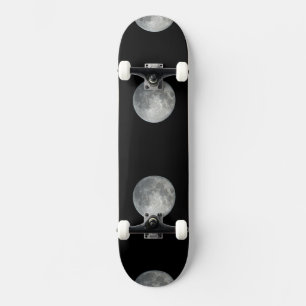Close-Up Full Moon in the Night Sky. Photography Skateboard