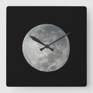 Close-Up Full Moon in the Night Sky. Photography Square Wall Clock
