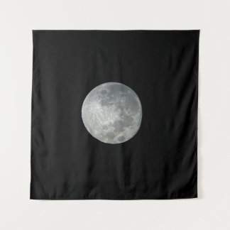 Close-Up Full Moon in the Night Sky. Photography Tapestry