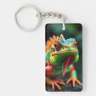 Close-up iguana portrait key ring