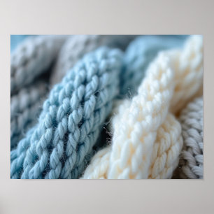 Close Up Knitted Texture Wool Pattern Cozy Warm Poster