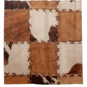 Close up leather patchwork textured background. shower curtain