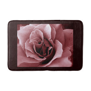 Close Up Monochrome Rose Flower Bath Mat