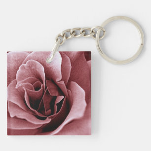 Close Up Monochrome Rose Flower Key Ring