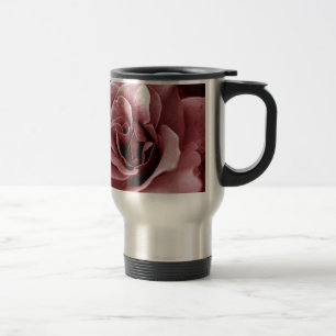 Close Up Monochrome Rose Flower Travel Mug