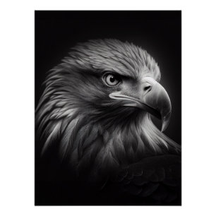 Close-up moody portrait of eagle's face poster