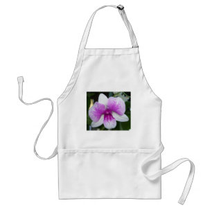 close up of a beautiful purple and white orchid standard apron