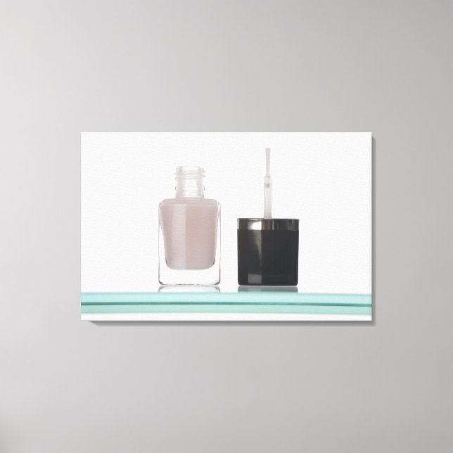 Close-up of a bottle of nail polish canvas print (Front)