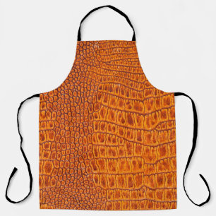 Close up of a brown reptile vintage leather textur apron